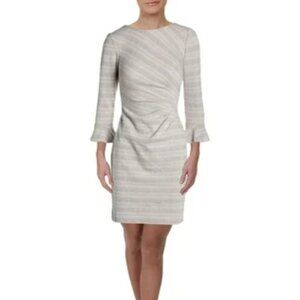 Ralph Lauren plaid tweed Daria elegant day Dress sheath retro bell sleeves 14